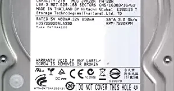 Hitachi 2TB 32MB 7200RPM SATA 3.0Gbs 3.5inch Hard Drive 0F10311